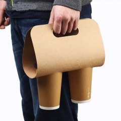 Kraft Paper Takeout Holder Drink Cup Stand Handle