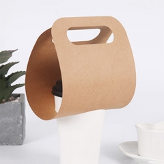Kraft Paper Takeout Holder Drink Cup Stand Handle