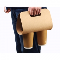 Hot drink cardboard papercup carrier with handle