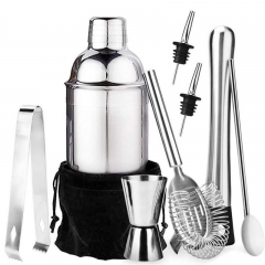 Stainless Steel Cocktail Mixer Bar Tools Set Metal Boston Shaker With Stand