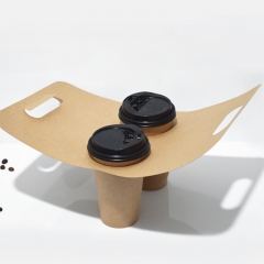 Hot drink cardboard papercup carrier with handle