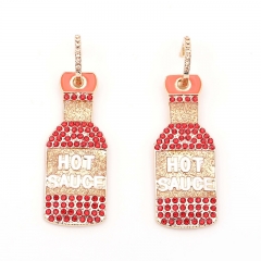 fashion wine bottle alloy diamond earrings