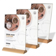 Clear Acrylic Sign Holder With Wood Base