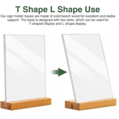 Clear Acrylic Sign Holder With Wood Base