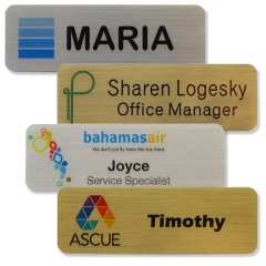 The Zeus full color metallic plastic name badge 1