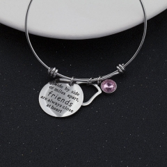Custom Metal Adjustable Charm Bangle Bracelet
