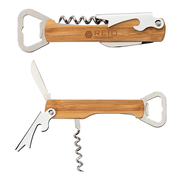 4 In 1 Multi-Function Bamboo Corkscrew Bar Tool Opener