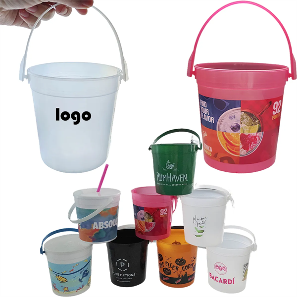 32oz Cocktail Rum Pail with Handle Plastic Ice Buckets
